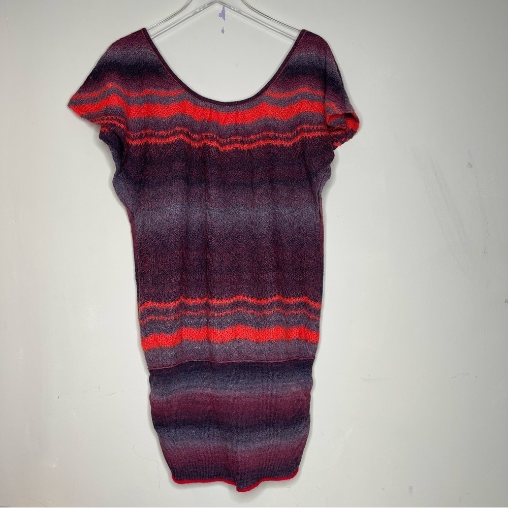 Free People Ombre Wool Mohair Short Sleeve Long Line Knit Sweater